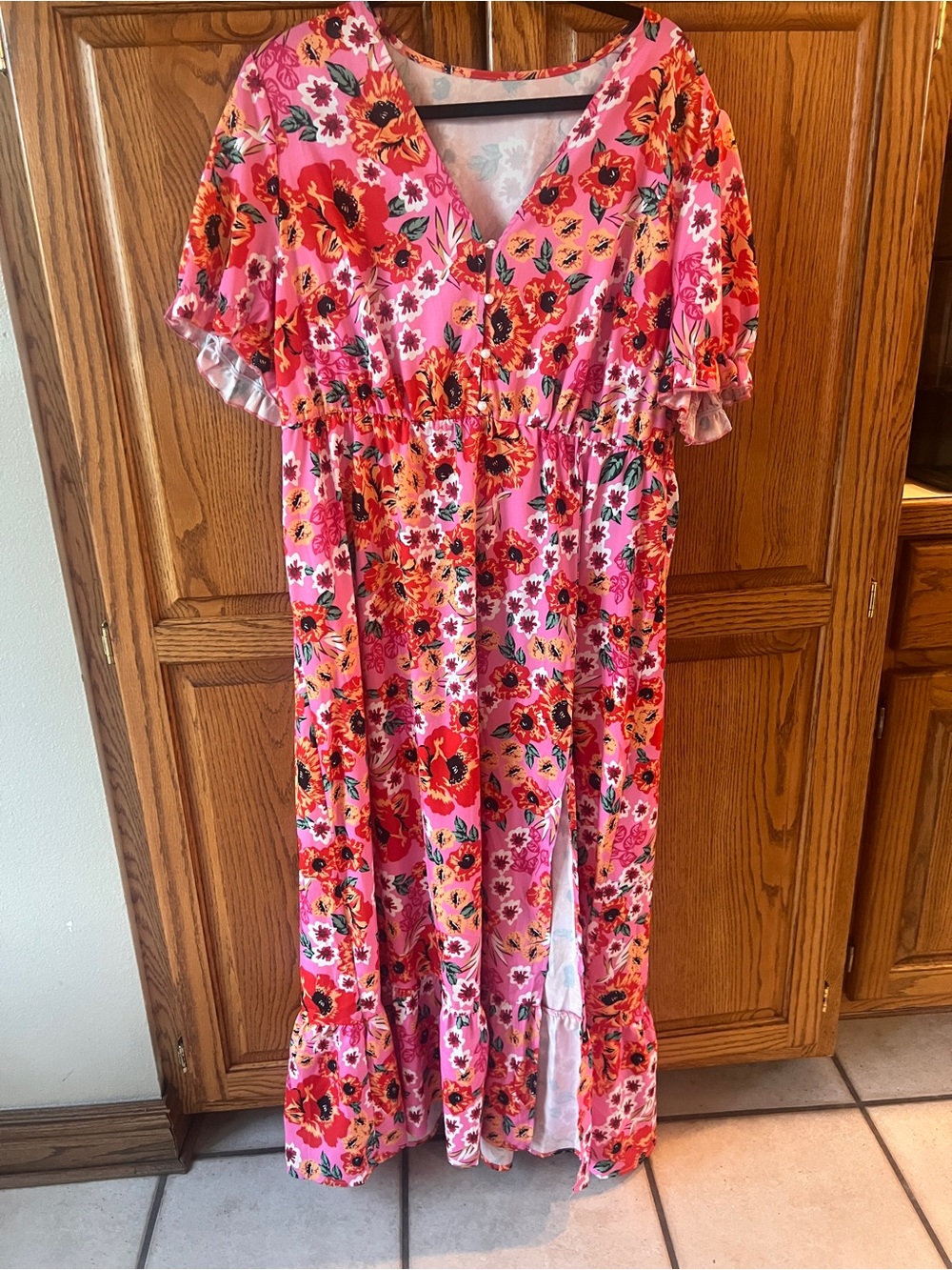 Women's Bright Pink Floral Dress